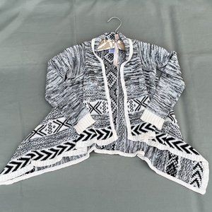 Xhilaration Waterfall Black & White Open Cardigan Girl Size Medium